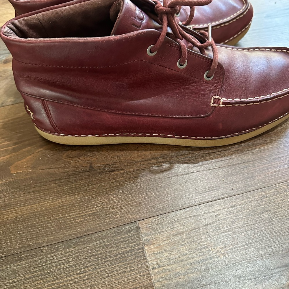 Ugg burgundy leather high top shoes men’s size 11 - Picture 2 of 6